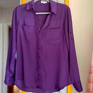 Purple Portofino Slim fit Top from Express
